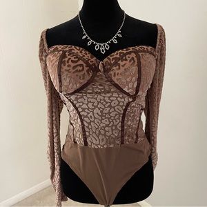 Animal print sheer bodysuit